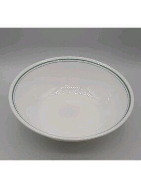 Vintage Corelle Country Cottage Green Blue Stripes Serving Bowl Veggie Salad